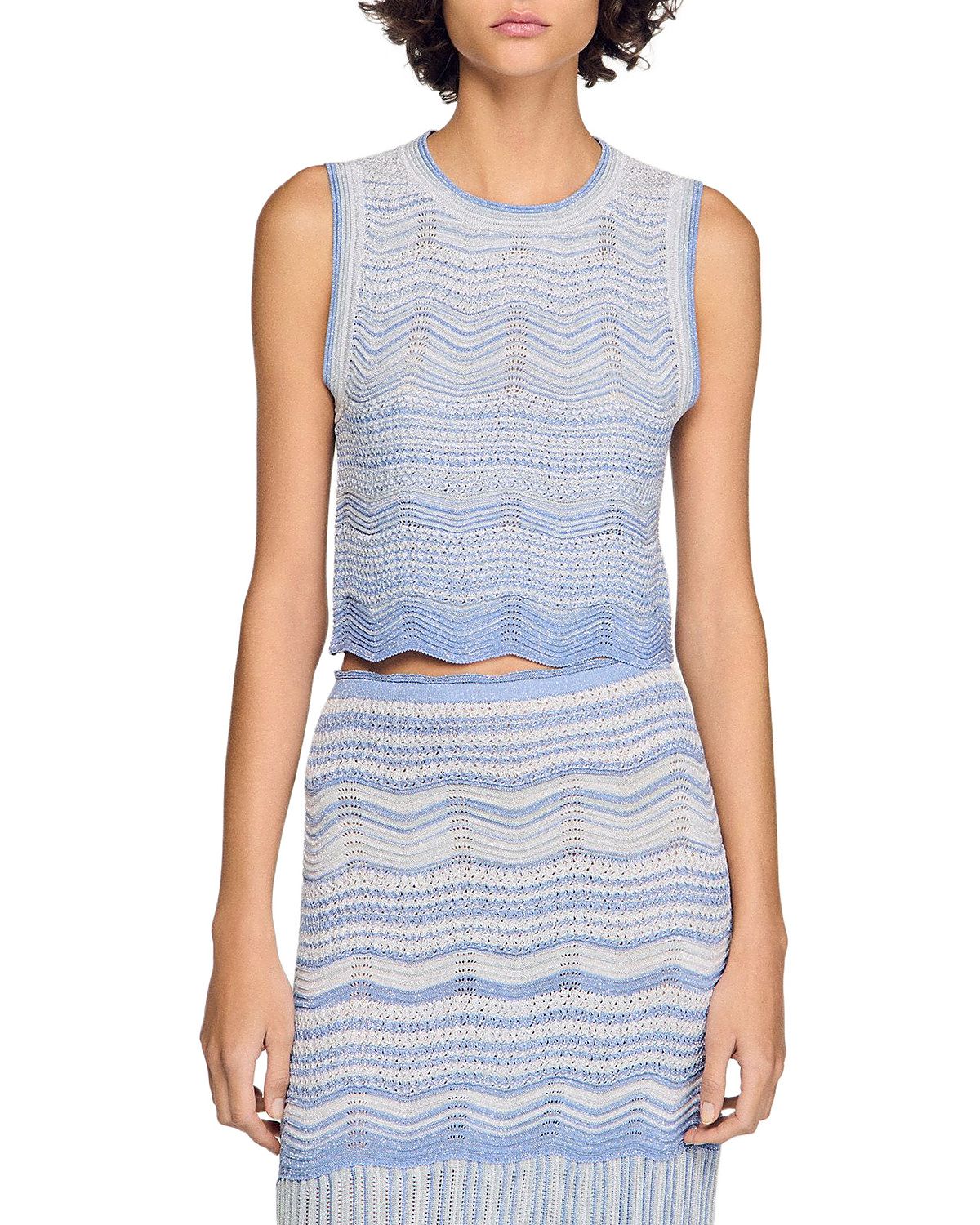 Sandro Davi Decorative Knit Crop Top