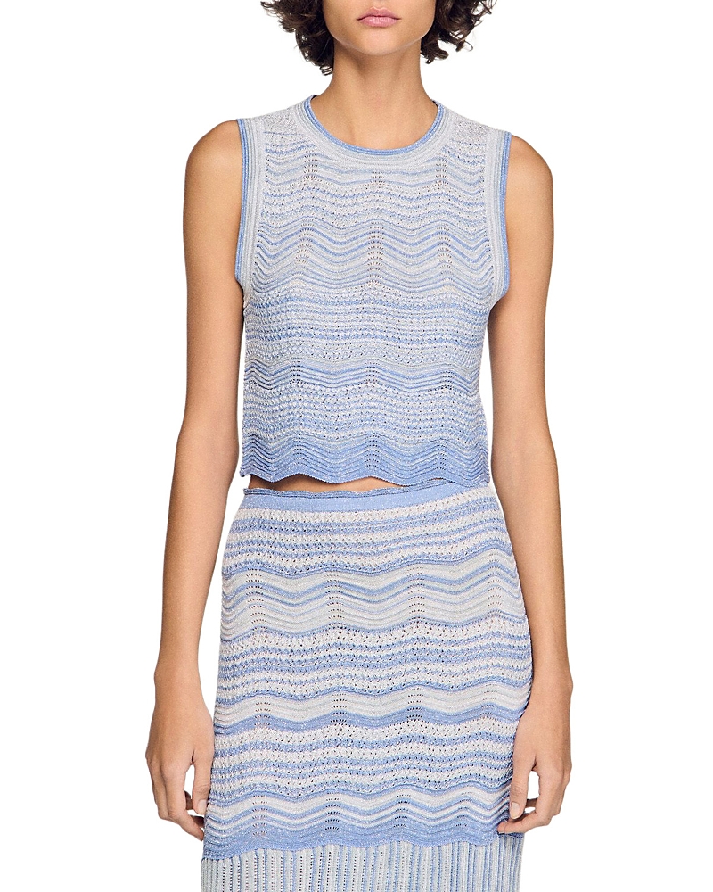 Sandro Davi Decorative Knit Crop Top