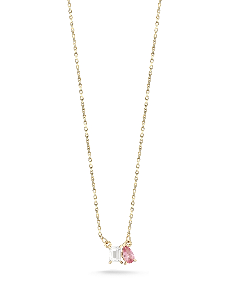 Moon & Meadow White Topaz & Tourmaline Pendant Necklace in 14K Yellow Gold