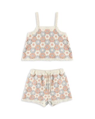 Girls' Lili Knit Crochet Tank Top & Shorts Set - Little Kid