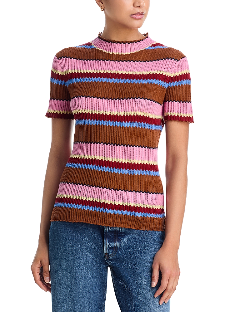 Guest in Residence Striped Silk & Linen Top