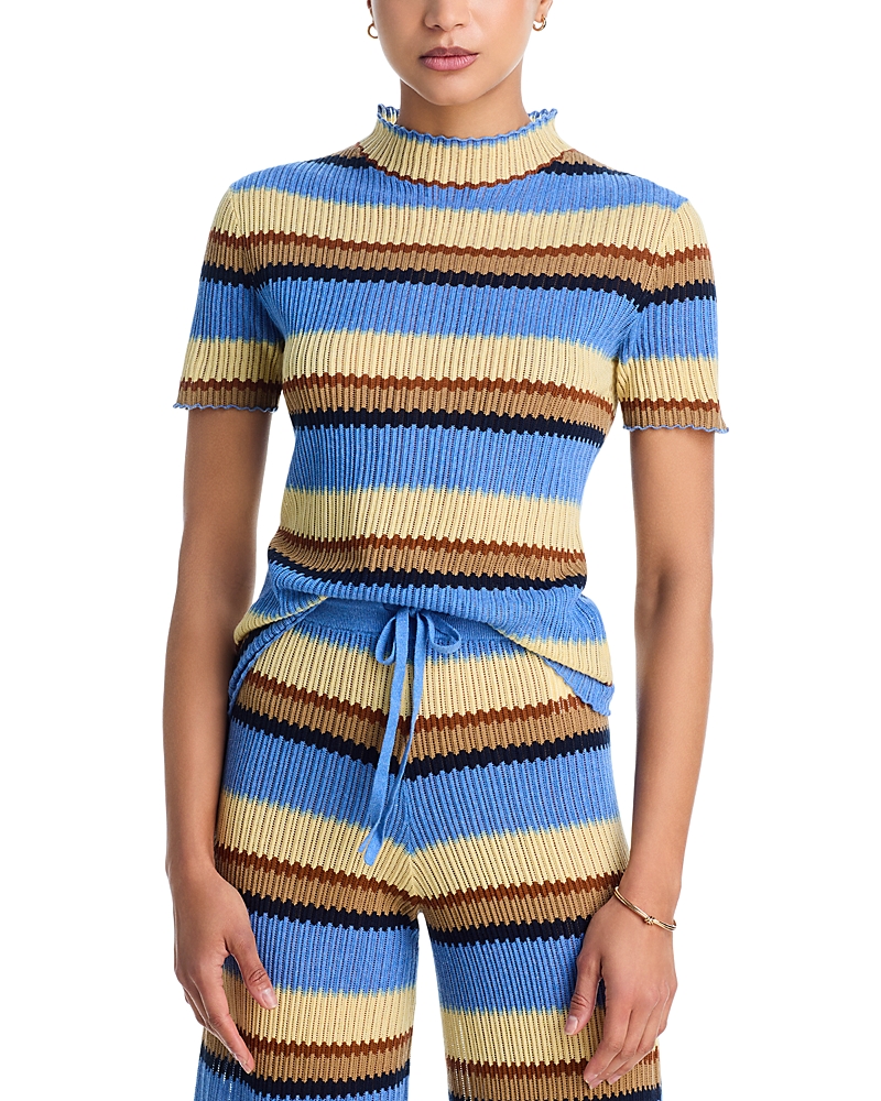 Guest In Residence Striped Silk & Linen Top