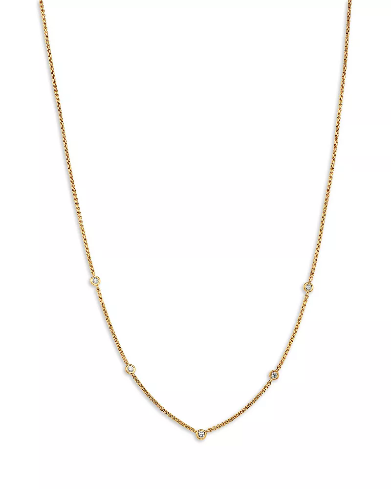 Zoe Chicco 14K Yellow Gold Floating Diamonds Bezel Station Necklace, 14
