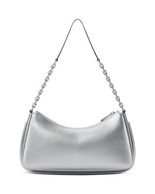 Nolita Medium Metallic Silver Leather Pouchette 