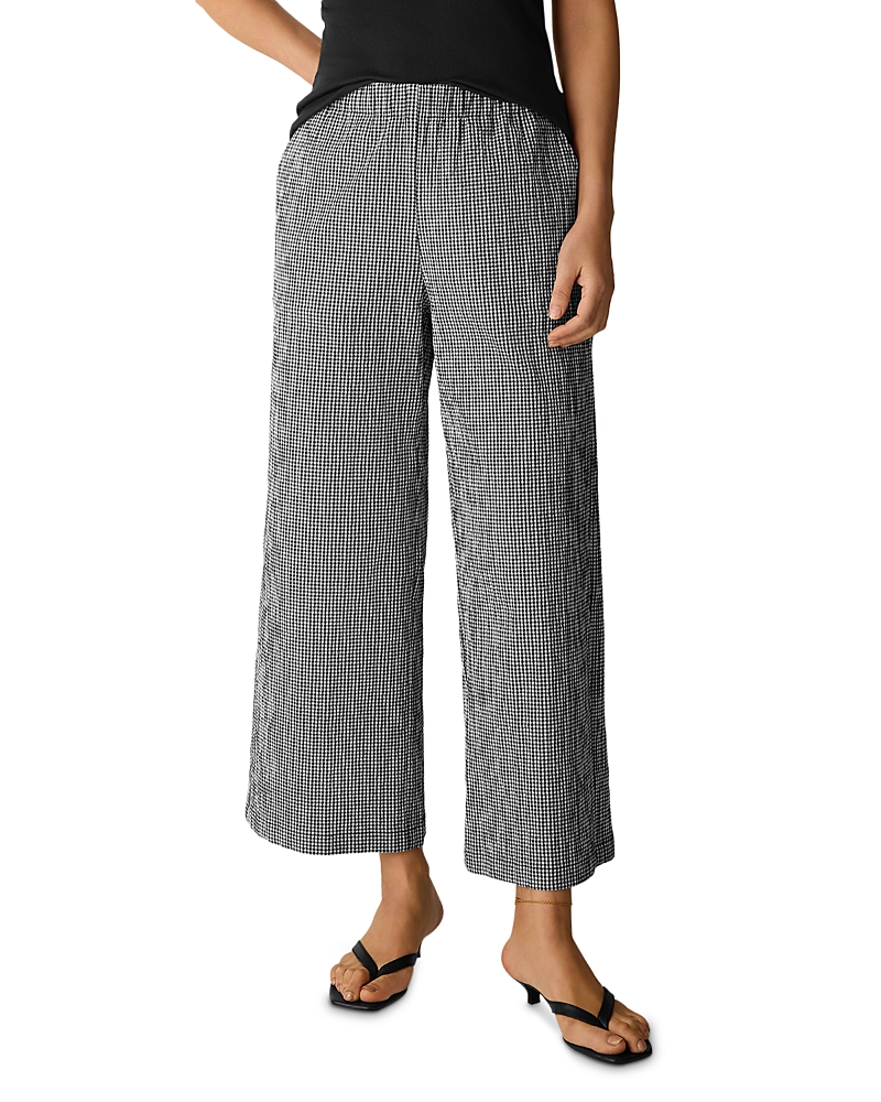 Eileen Fisher Check Print Wide Leg Ankle Pants