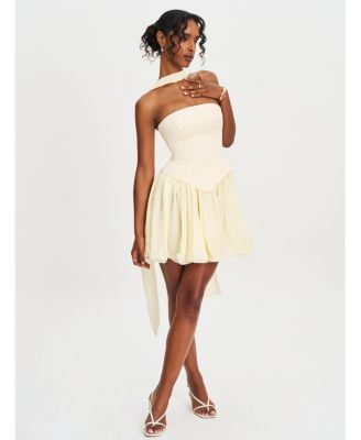  Valentinna Boned Curve Edge Peplum Scarf Mini Dress