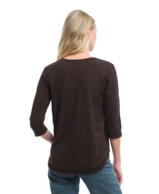 3/4 Sleeve Raw Hem Shirttail Tee