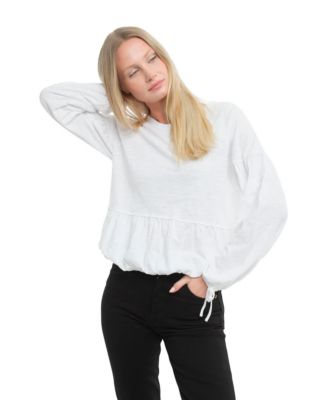  Shirred Elastic Hem Tee