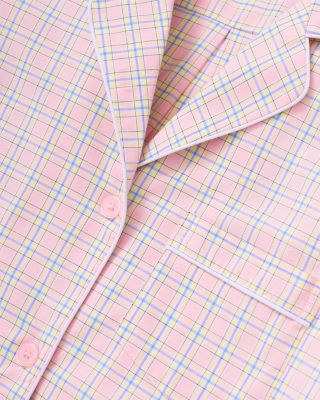 Woven Twill Plaid Classic Pajama Set in Peony Plaid