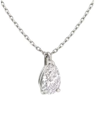 Solitaire Pendant in 14K Gold, 0.75ctw Pear Lab Grown Diamond