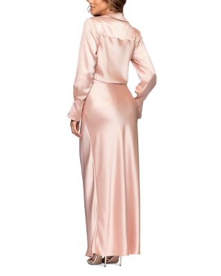 Satin Long Sleeve Maxi Gown - Exclusive