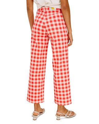 Giadzy x Rails The Getty Crop High Rise Wide Leg Jeans in Tomato Gingham