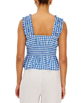 Donna Gingham Smocked Waist Top