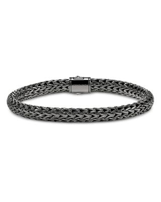 Dark Silver Icon Woven Link Bracelet, 6.5mm