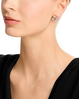 18K Rose Gold Venetian Princess Carnival Multi Gemstone & Diamond Flower Stud Earrings