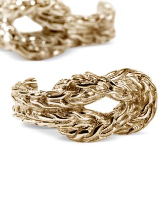 14K Yellow Gold Love Knot Woven J Hoop Earrings