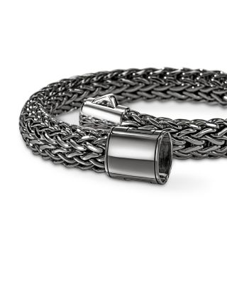 Dark Silver Icon Woven Link Bracelet, 10.5mm