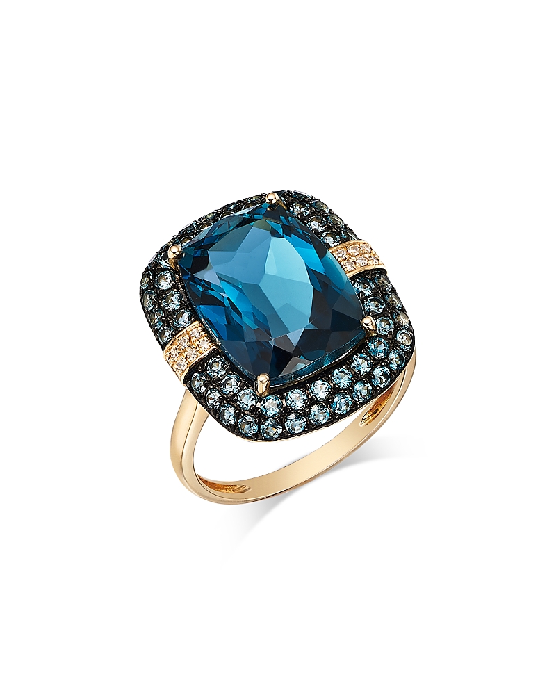 Bloomingdale's Fine Collection London Blue Topaz & Diamond Double Halo Ring in 14K Yellow Gold
