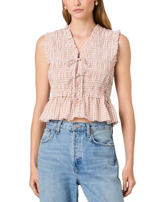 Rhodes Pop Gingham Peplum Top