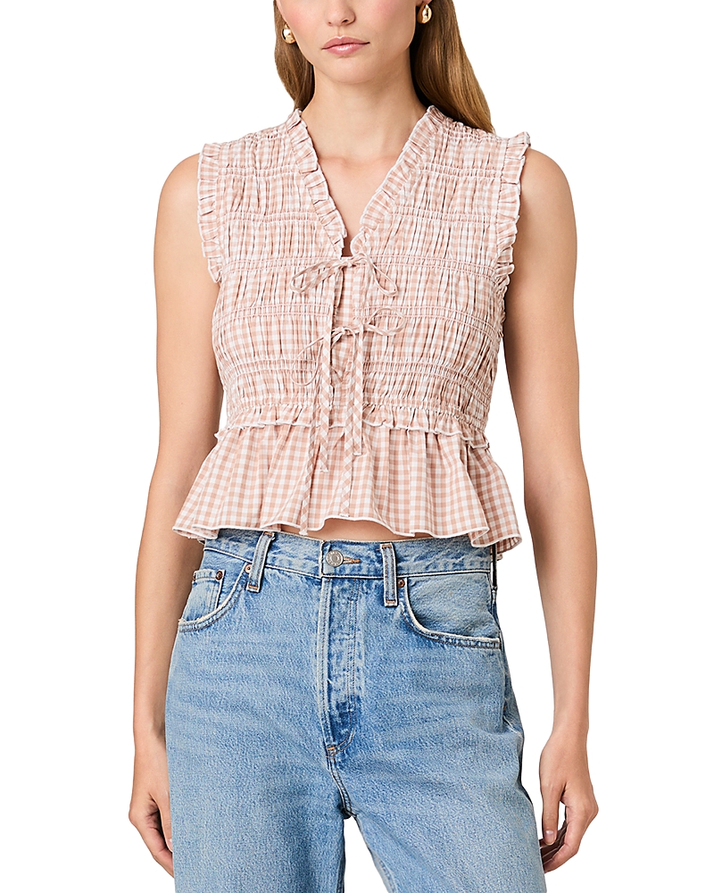 French Connection Rhodes Pop Gingham Peplum Top