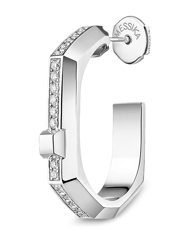 Messika 18K White Gold Diamond Moderniste Hoop Earring