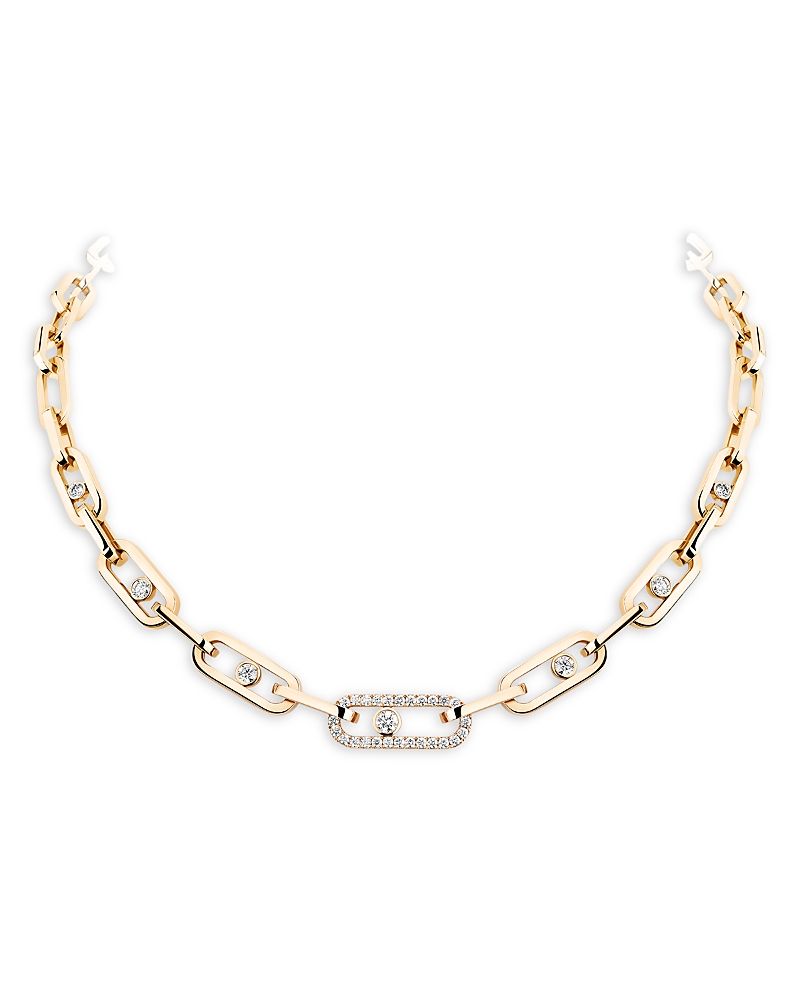 Messika 18K Yellow Gold Move Link Diamond Chain Adjustable Necklace, 17.7