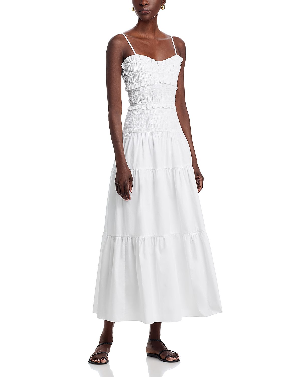 Michael Kors Smocked Cotton Poplin Maxi Dress