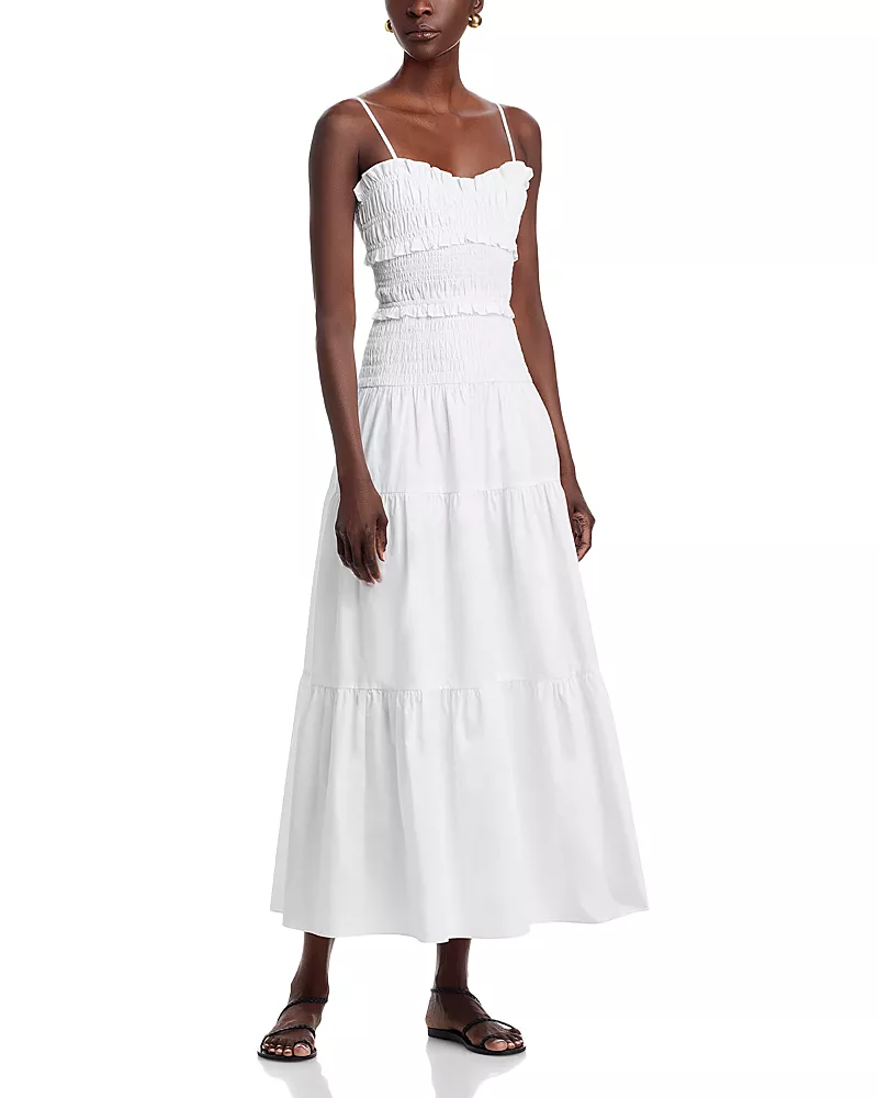 Michael Kors Smocked Cotton Poplin Maxi Dress