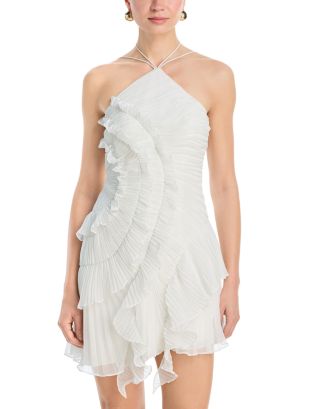 amur zina asymmetric lace ruched satin mini dress Zina Ruched Mini Dress Ivory / 10 main image 1