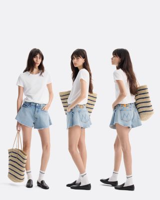 The Flutter High Rise Jean Shorts in California Poppies - Exclusive