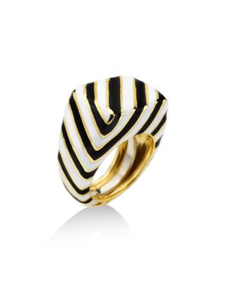 18K Yellow Gold Enamel Crosswalk Ring