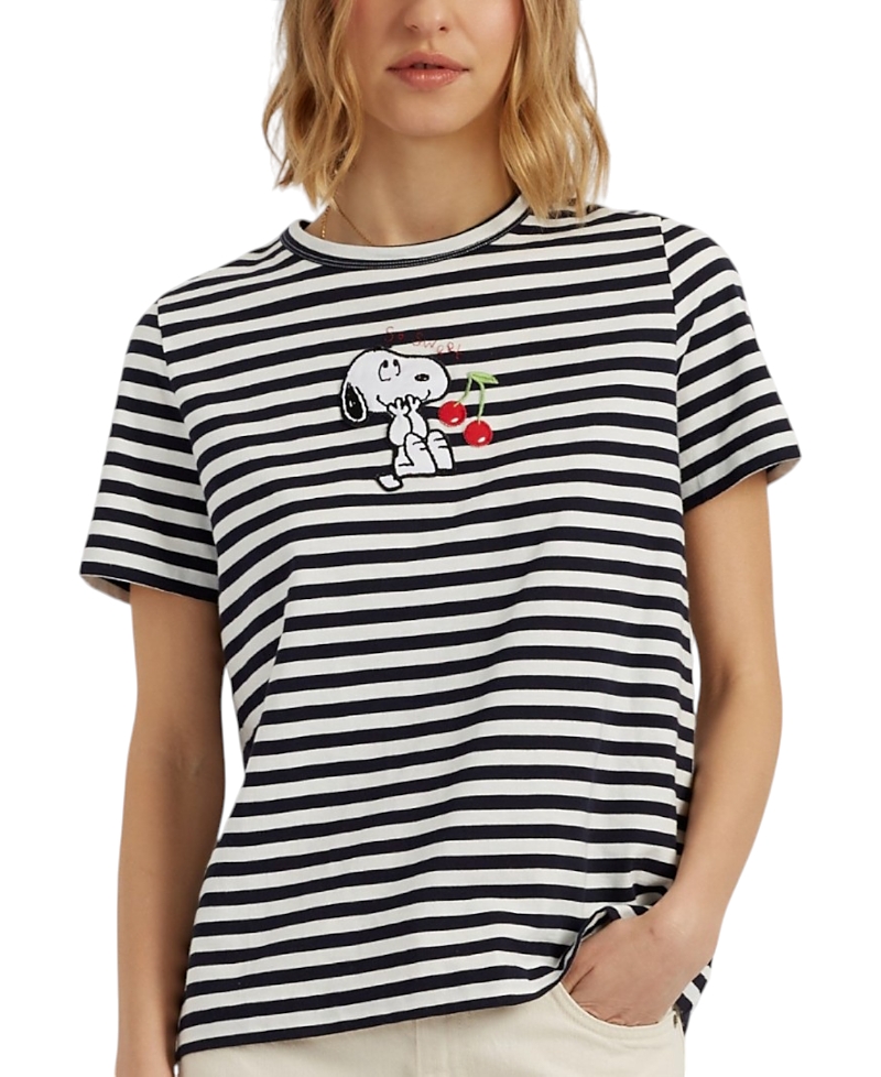 Chinti & Parker Women's Cotton Snoopy Breton Cherry T-Shirt
