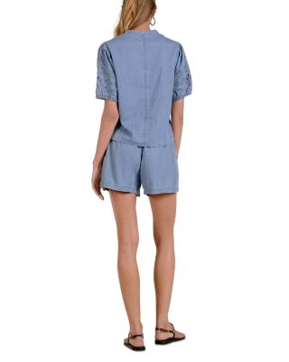 Chambray Split Neck Top