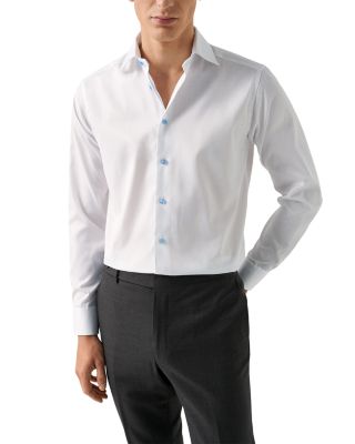 Contemporary Fit Light Blue Details Signature Twill Shirt
