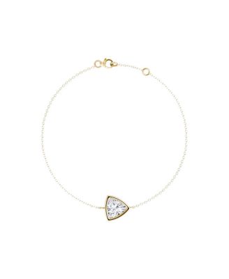 Bezel Solitaire Bracelet in 14K Gold, 0.5ctw Trillion Lab Grown Diamond 7"