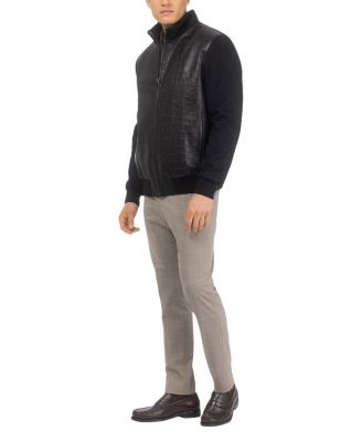  Men's Cross Embossed Nappa Leather Jacket Crafted From Loro Piana Wool