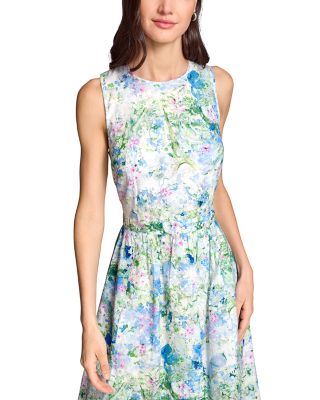 Printed Sleeveless Tie Back Midi Dress