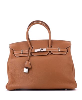Birkin 35 Handbag Brown Clemence with Palladium Hardware