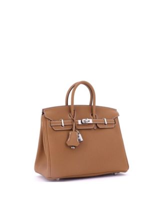 Birkin 25 Handbag Brown Togo with Palladium Hardware