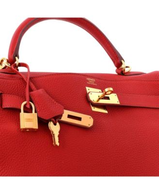 Kelly 32 Handbag Red Togo with Gold Hardware