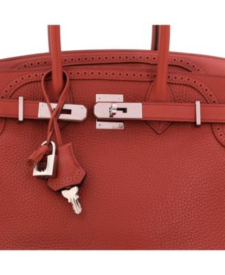 Birkin 30 Handbag Orange Clemence and Evercolor with Palladium Hardware