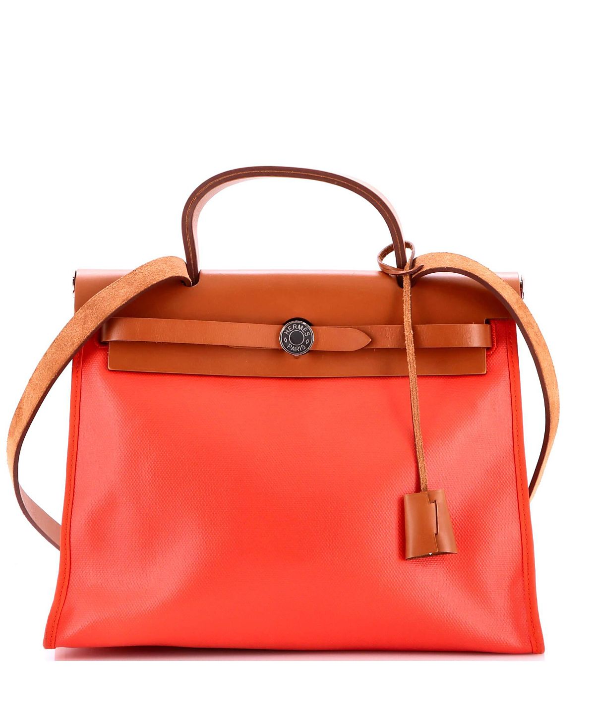 Pre-Owned HERMES 31 Herbag Zip Berline Vache Canvas and Leather