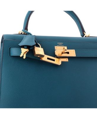 Kelly 28 Handbag Green Epsom with Gold Hardware