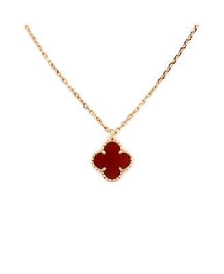 Sweet Alhambra Pendant Necklace 18K Rose Gold and Carnelian, 16"