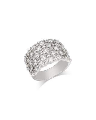 Diamond Multirow Statement Ring in 18K White Gold, 2.9 tcw