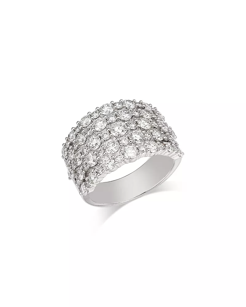 Bloomingdale's Fine Collection Diamond Multirow Statement Ring in 18K White Gold, 2.9 tcw