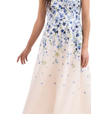 Orla Cream Satin Floral Midi Dress