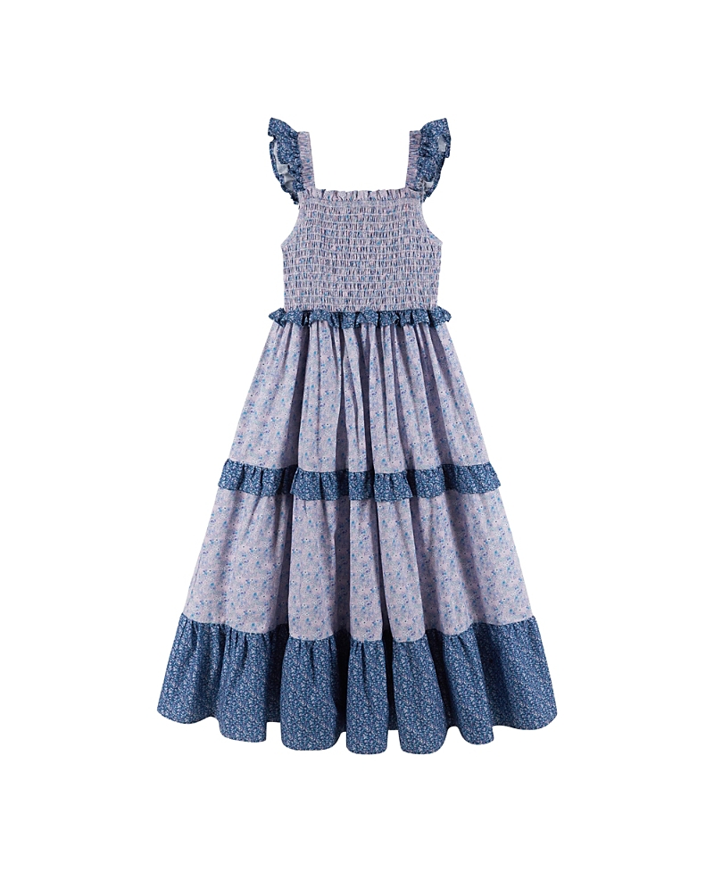 Andy & Evan Girls' Mixed Floral Ruffle Maxi Dress - Big Kid