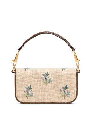 Locò VLogo Small Embroidered Linen Shoulder Bag
