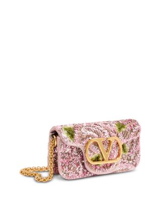 Small Sequin & Bead Satin VLogo Shoulder Bag